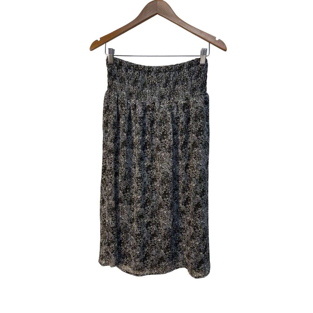 Banana Republic Black Grey White Wide Elastic Band Lined Flowy Skirt XS